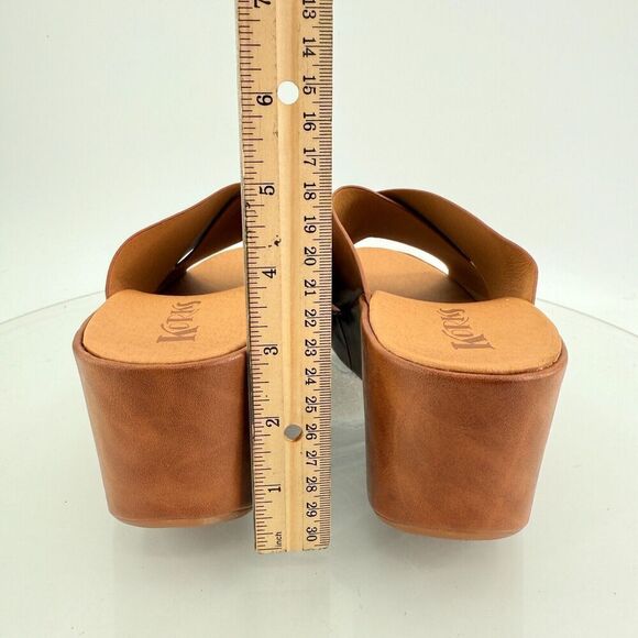 Korks Kork Ease Brown Vegan Madera Platform Chunky Slip On Wedge Slide 11M - Picture 6 of 13